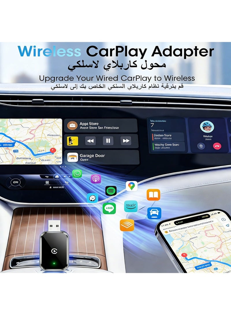 Aookay [2 in 1] Wireless CarPlay Adapter & Android Auto Wireless Dongle, Mini USB Design Upgrade Wired Car Play to Wireless, Plug & Play Fast Stable Connect Car Play for iPhone & Android, USB-A/USB-C (Full Black) - Image 2